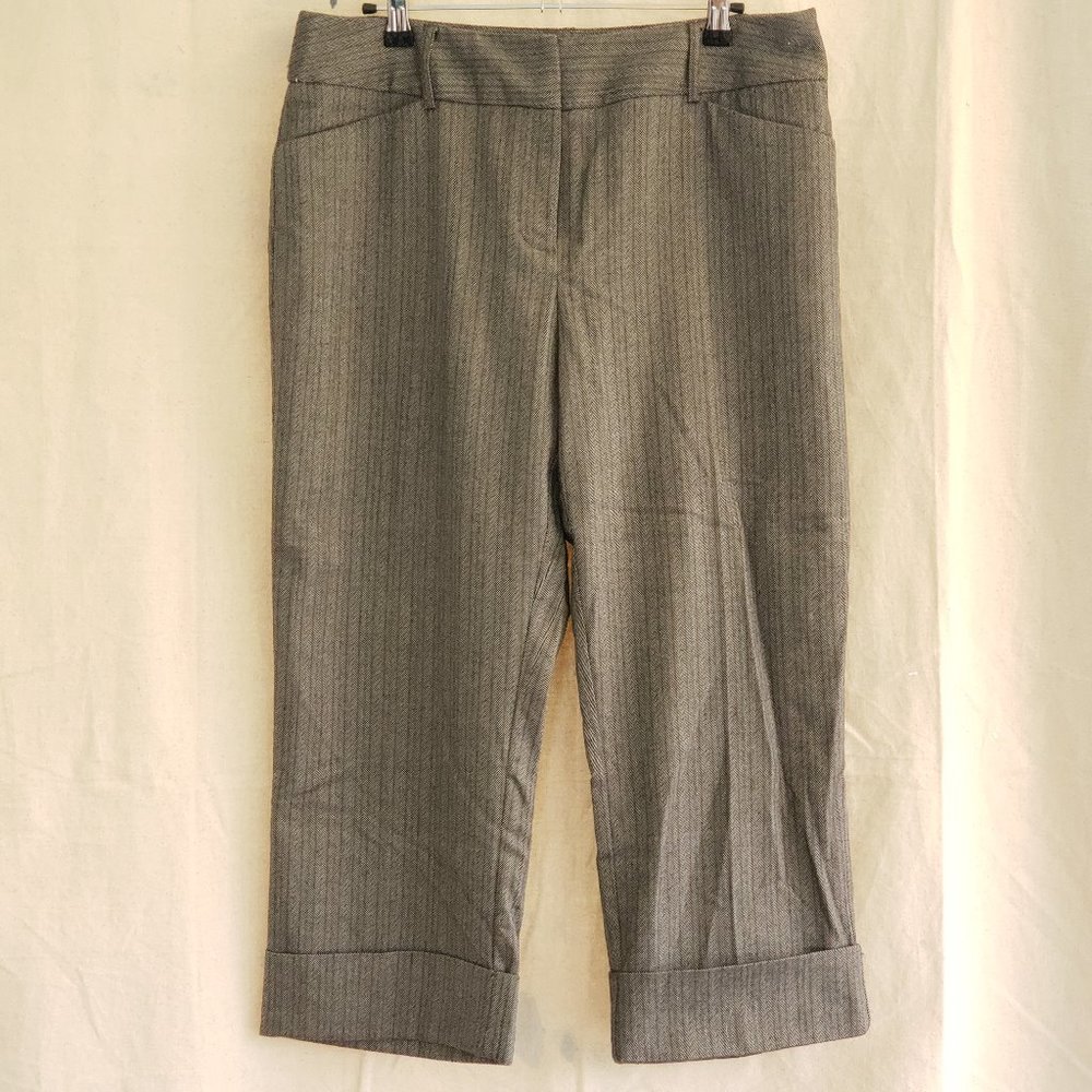 Cuffed Cropped Herringbone dress pants